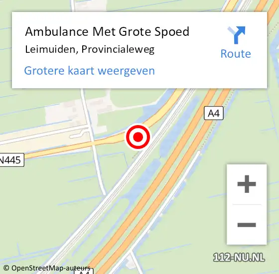 Locatie op kaart van de 112 melding: Ambulance Met Grote Spoed Naar Leimuiden, Provincialeweg op 29 maart 2025 12:46