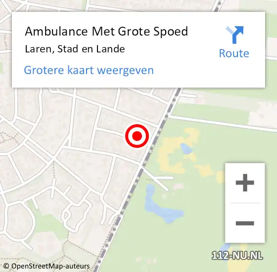 Locatie op kaart van de 112 melding: Ambulance Met Grote Spoed Naar Laren, Stad en Lande op 11 november 2014 14:00