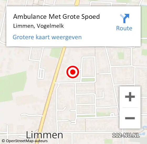 Locatie op kaart van de 112 melding: Ambulance Met Grote Spoed Naar Limmen, Vogelmelk op 29 maart 2025 13:26