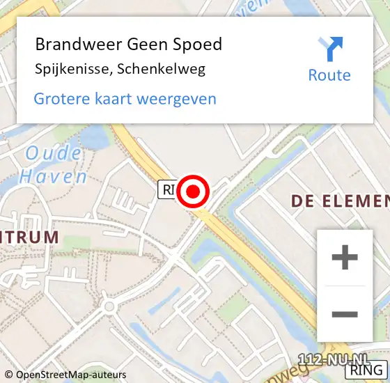 Locatie op kaart van de 112 melding: Brandweer Geen Spoed Naar Spijkenisse, Schenkelweg op 29 maart 2025 15:37