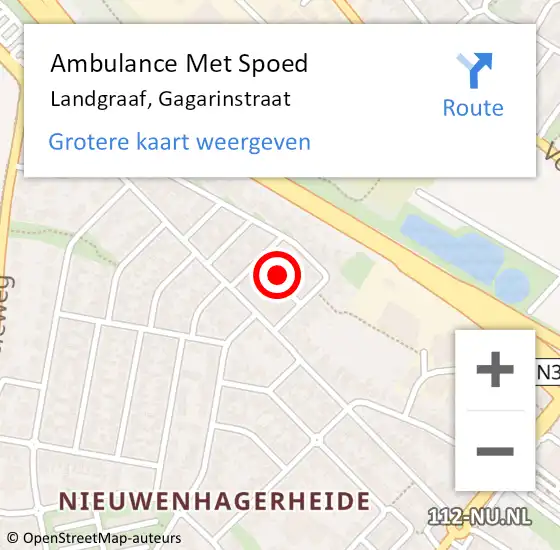 Locatie op kaart van de 112 melding: Ambulance Met Spoed Naar Landgraaf, Gagarinstraat op 20 oktober 2013 18:26