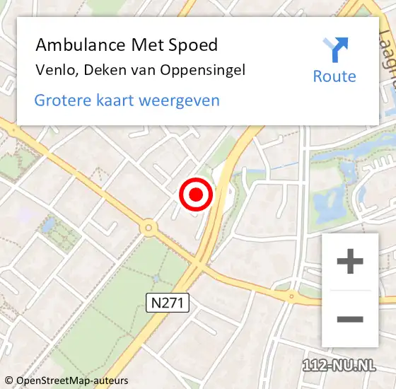 Locatie op kaart van de 112 melding: Ambulance Met Spoed Naar Venlo, Deken van Oppensingel op 29 maart 2025 16:26