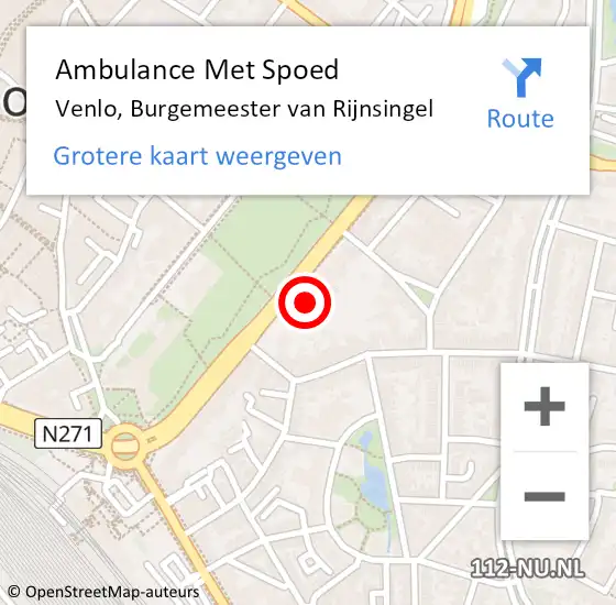Locatie op kaart van de 112 melding: Ambulance Met Spoed Naar Venlo, Burgemeester van Rijnsingel op 29 maart 2025 16:50