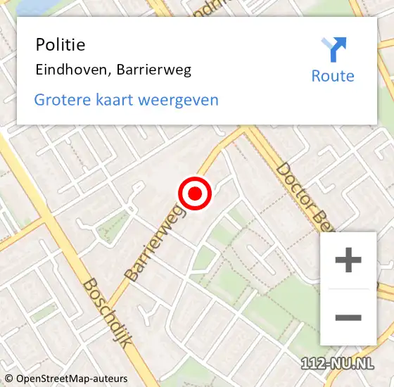 Locatie op kaart van de 112 melding: Politie Eindhoven, Barrierweg op 29 maart 2025 17:37