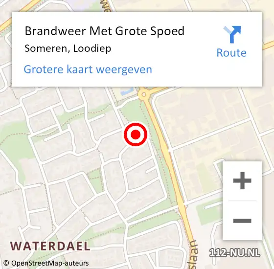 Locatie op kaart van de 112 melding: Brandweer Met Grote Spoed Naar Someren, Loodiep op 29 maart 2025 18:42