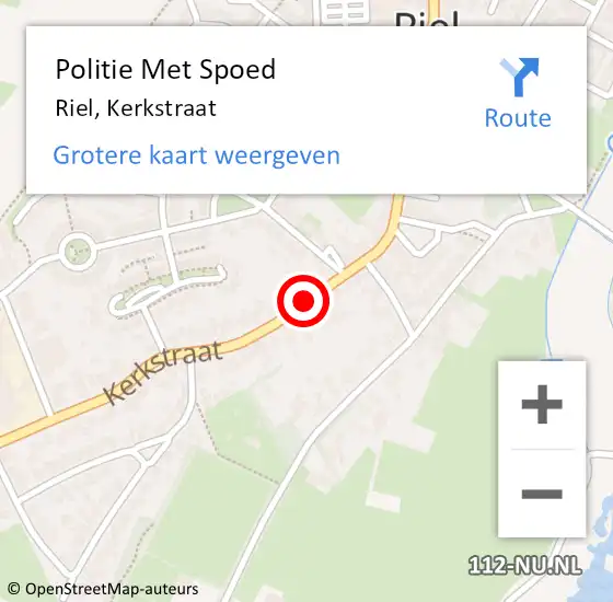 Locatie op kaart van de 112 melding: Politie Met Spoed Naar Riel, Kerkstraat op 29 maart 2025 21:08