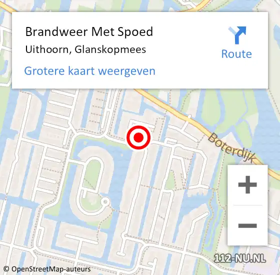 Locatie op kaart van de 112 melding: Brandweer Met Spoed Naar Uithoorn, Glanskopmees op 30 maart 2025 00:32