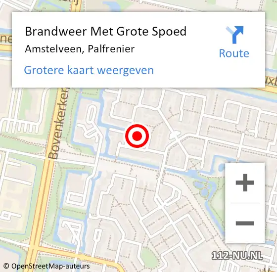 Locatie op kaart van de 112 melding: Brandweer Met Grote Spoed Naar Amstelveen, Palfrenier op 30 maart 2025 06:38