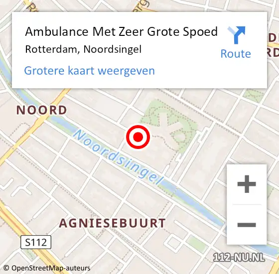Locatie op kaart van de 112 melding: Ambulance Met Zeer Grote Spoed Naar Rotterdam, Noordsingel op 30 maart 2025 07:36