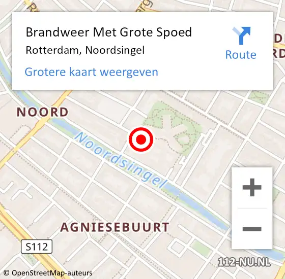 Locatie op kaart van de 112 melding: Brandweer Met Grote Spoed Naar Rotterdam, Noordsingel op 30 maart 2025 07:37