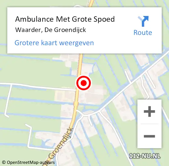 Locatie op kaart van de 112 melding: Ambulance Met Grote Spoed Naar Waarder, De Groendijck op 30 maart 2025 08:25