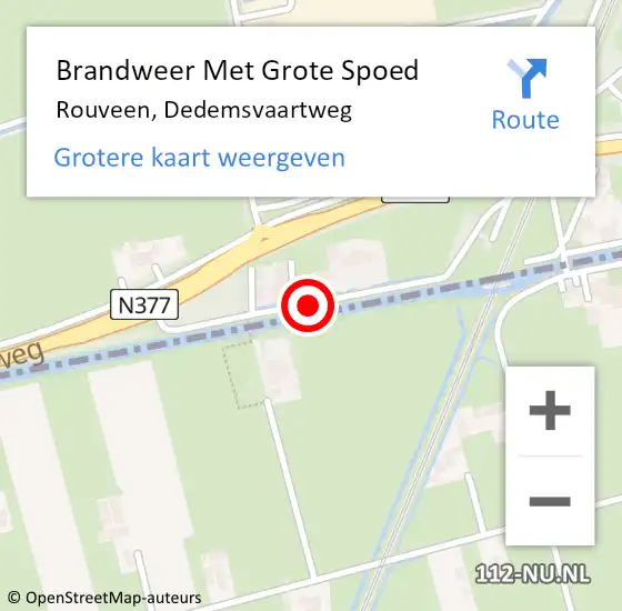 Locatie op kaart van de 112 melding: Brandweer Met Grote Spoed Naar Rouveen, Dedemsvaartweg op 11 november 2014 15:29