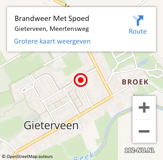 Locatie op kaart van de 112 melding: Brandweer Met Spoed Naar Gieterveen, Meertensweg op 20 oktober 2013 18:38