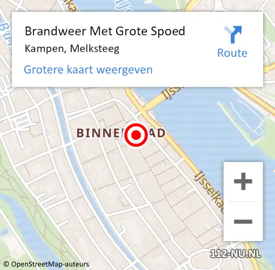 Locatie op kaart van de 112 melding: Brandweer Met Grote Spoed Naar Kampen, Melksteeg op 30 maart 2025 10:31
