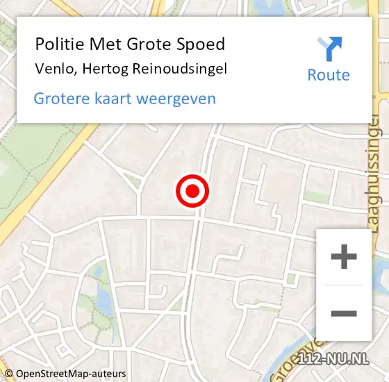 Locatie op kaart van de 112 melding: Politie Met Grote Spoed Naar Venlo, Hertog Reinoudsingel op 30 maart 2025 13:19