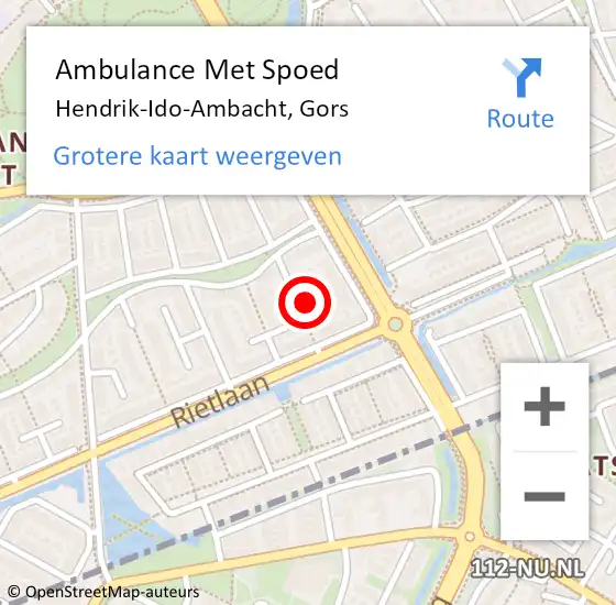 Locatie op kaart van de 112 melding: Ambulance Met Spoed Naar Hendrik-Ido-Ambacht, Gors op 30 maart 2025 13:57