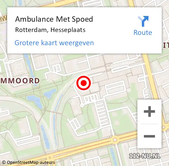 Locatie op kaart van de 112 melding: Ambulance Met Spoed Naar Rotterdam, Hesseplaats op 30 maart 2025 16:48