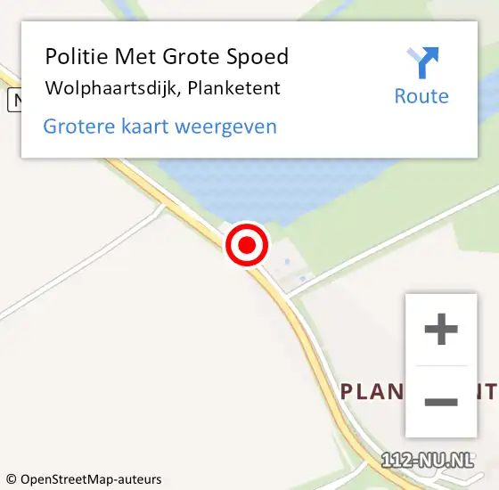 Locatie op kaart van de 112 melding: Politie Met Grote Spoed Naar Wolphaartsdijk, Planketent op 30 maart 2025 20:11