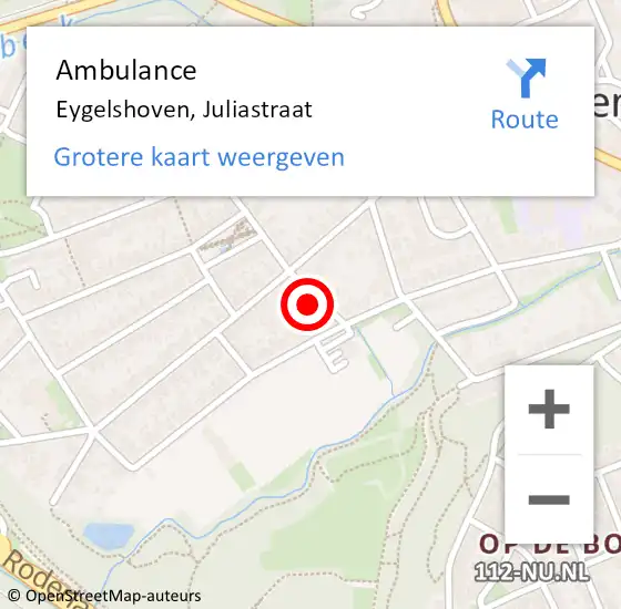 Locatie op kaart van de 112 melding: Ambulance Eygelshoven, Juliastraat op 11 november 2014 16:47