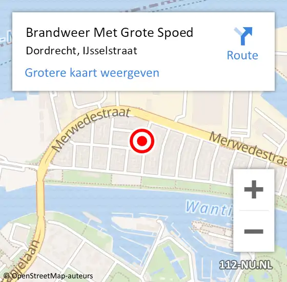 Locatie op kaart van de 112 melding: Brandweer Met Grote Spoed Naar Dordrecht, IJsselstraat op 31 maart 2025 08:31