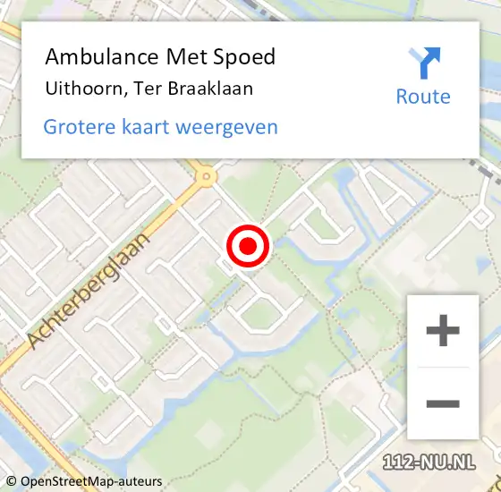 Locatie op kaart van de 112 melding: Ambulance Met Spoed Naar Uithoorn, Ter Braaklaan op 31 maart 2025 09:19