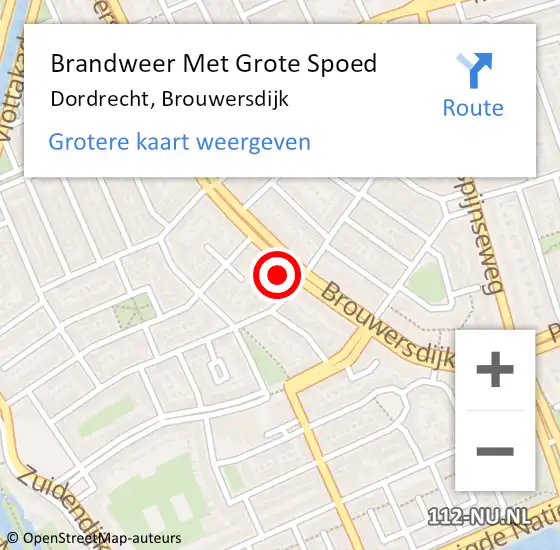 Locatie op kaart van de 112 melding: Brandweer Met Grote Spoed Naar Dordrecht, Brouwersdijk op 31 maart 2025 09:41
