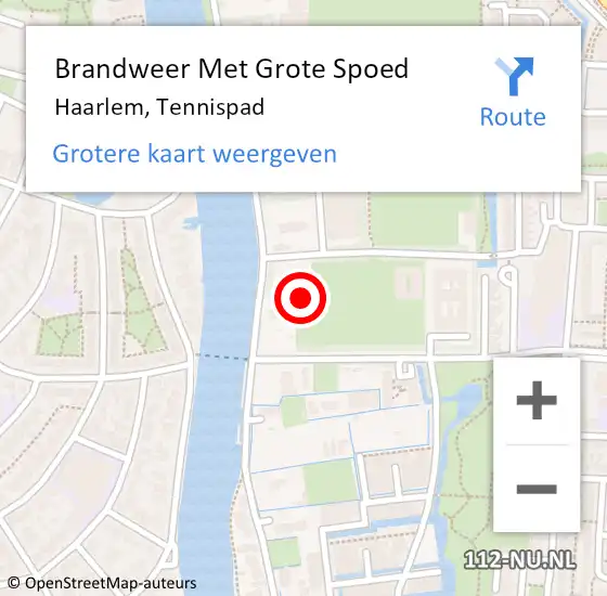 Locatie op kaart van de 112 melding: Brandweer Met Grote Spoed Naar Haarlem, Tennispad op 31 maart 2025 10:56