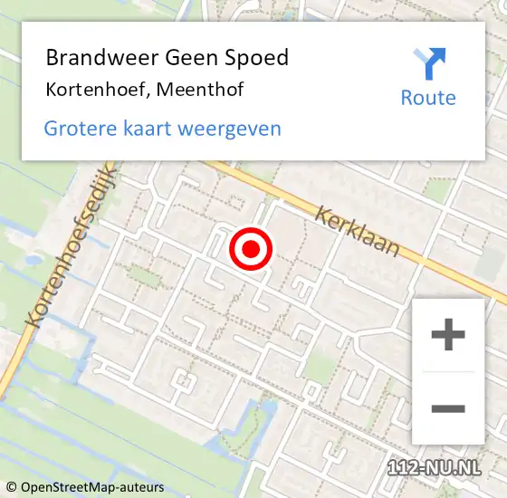 Locatie op kaart van de 112 melding: Brandweer Geen Spoed Naar Kortenhoef, Meenthof op 11 november 2014 17:34