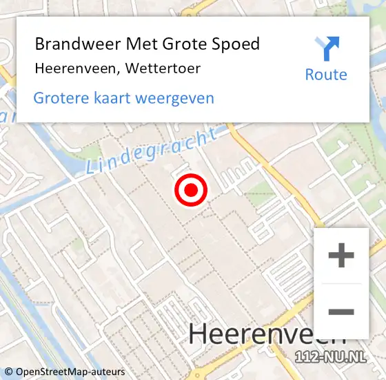 Locatie op kaart van de 112 melding: Brandweer Met Grote Spoed Naar Heerenveen, Wettertoer op 11 november 2014 17:38