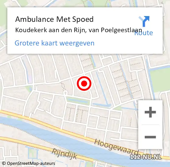 Locatie op kaart van de 112 melding: Ambulance Met Spoed Naar Koudekerk aan den Rijn, van Poelgeestlaan op 31 maart 2025 11:54