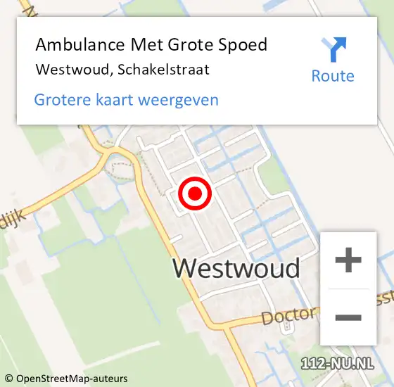 Locatie op kaart van de 112 melding: Ambulance Met Grote Spoed Naar Westwoud, Schakelstraat op 31 maart 2025 12:37