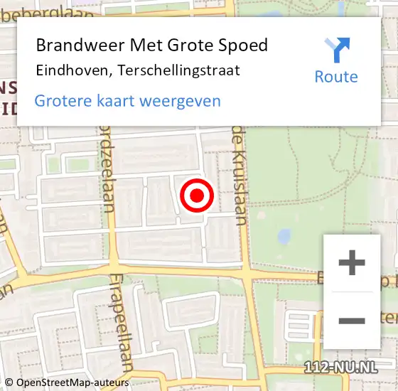 Locatie op kaart van de 112 melding: Brandweer Met Grote Spoed Naar Eindhoven, Terschellingstraat op 31 maart 2025 13:03