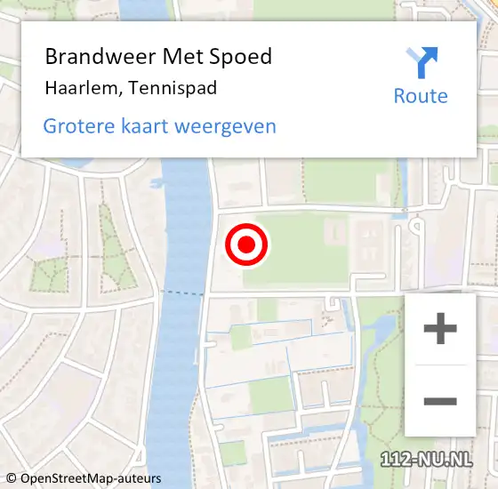 Locatie op kaart van de 112 melding: Brandweer Met Spoed Naar Haarlem, Tennispad op 31 maart 2025 13:23