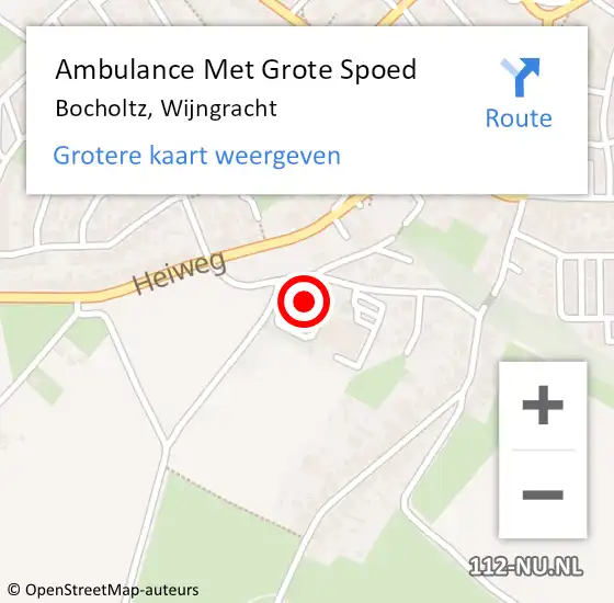 Locatie op kaart van de 112 melding: Ambulance Met Grote Spoed Naar Bocholtz, Wijngracht op 11 november 2014 18:00