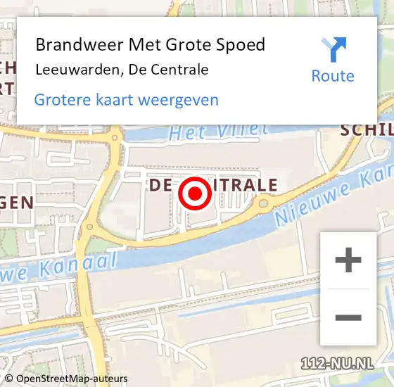 Locatie op kaart van de 112 melding: Brandweer Met Grote Spoed Naar Leeuwarden, De Centrale op 31 maart 2025 15:42