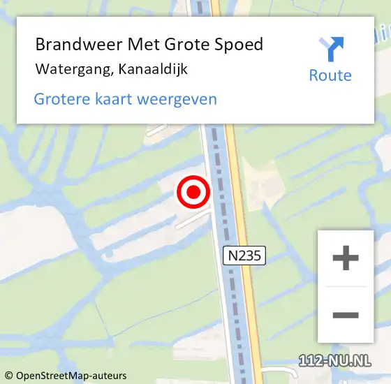 Locatie op kaart van de 112 melding: Brandweer Met Grote Spoed Naar Watergang, Kanaaldijk op 11 november 2014 18:24