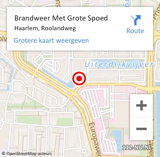 Locatie op kaart van de 112 melding: Brandweer Met Grote Spoed Naar Haarlem, Roolandweg op 31 maart 2025 17:44
