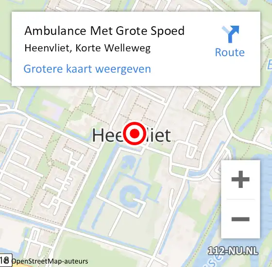 Locatie op kaart van de 112 melding: Ambulance Met Grote Spoed Naar Heenvliet, Korte Welleweg op 31 maart 2025 18:57