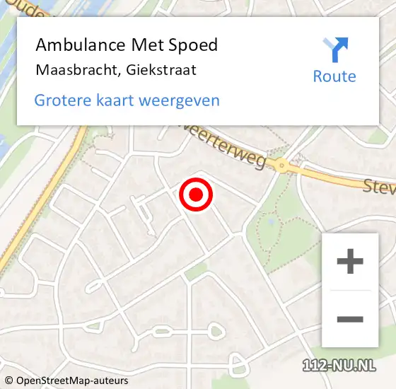 Locatie op kaart van de 112 melding: Ambulance Met Spoed Naar Maasbracht, Giekstraat op 20 oktober 2013 19:11