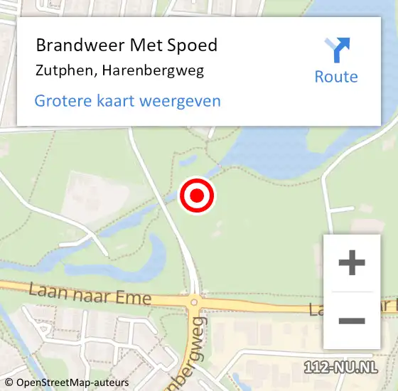 Locatie op kaart van de 112 melding: Brandweer Met Spoed Naar Zutphen, Harenbergweg op 31 maart 2025 22:42