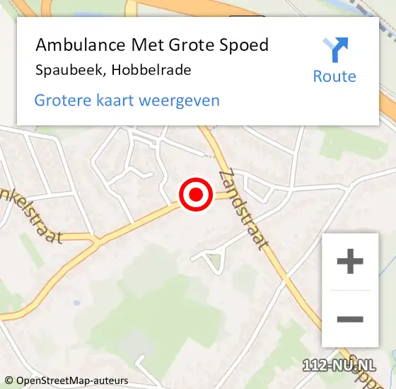 Locatie op kaart van de 112 melding: Ambulance Met Grote Spoed Naar Spaubeek, Hobbelrade op 11 november 2014 19:11