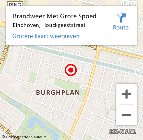 Locatie op kaart van de 112 melding: Brandweer Met Grote Spoed Naar Eindhoven, Houckgeeststraat op 1 april 2025 01:32