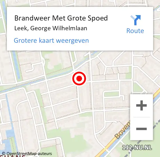 Locatie op kaart van de 112 melding: Brandweer Met Grote Spoed Naar Leek, George Wilhelmlaan op 20 oktober 2013 19:13