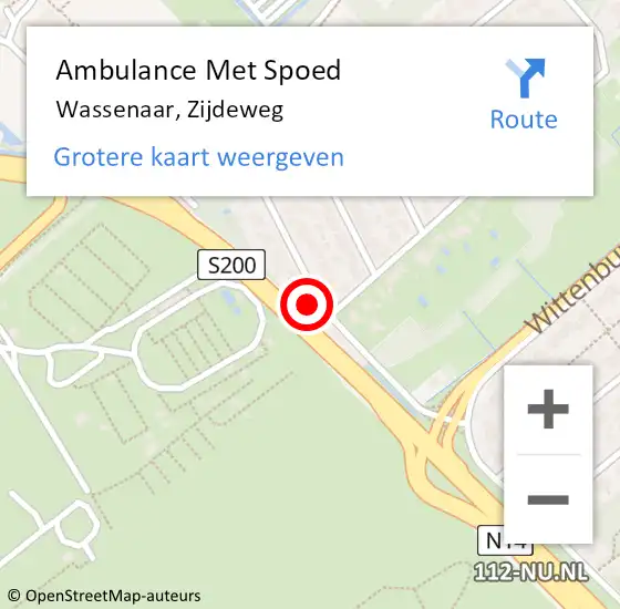 Locatie op kaart van de 112 melding: Ambulance Met Spoed Naar Wassenaar, Zijdeweg op 1 april 2025 03:47