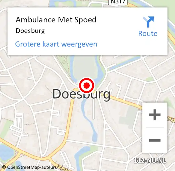 Locatie op kaart van de 112 melding: Ambulance Met Spoed Naar Doesburg op 1 april 2025 07:35