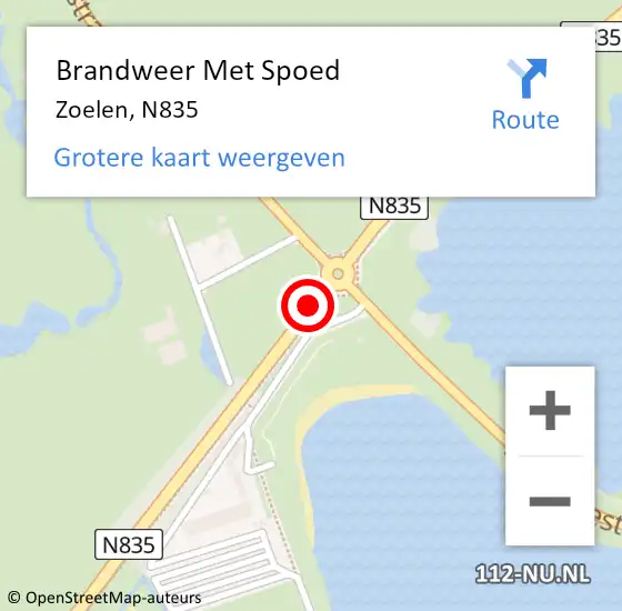 Locatie op kaart van de 112 melding: Brandweer Met Spoed Naar Zoelen, N835 op 20 oktober 2013 19:14