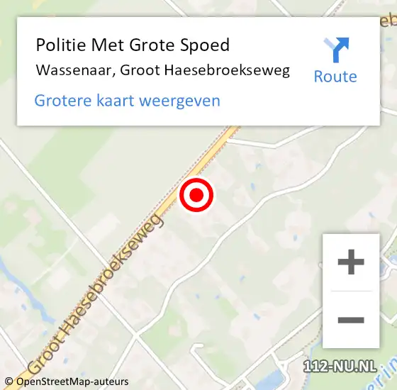 Locatie op kaart van de 112 melding: Politie Met Grote Spoed Naar Wassenaar, Groot Haesebroekseweg op 1 april 2025 08:08