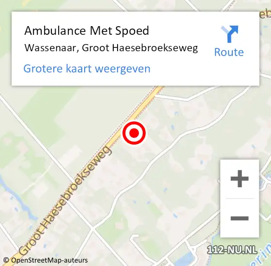 Locatie op kaart van de 112 melding: Ambulance Met Spoed Naar Wassenaar, Groot Haesebroekseweg op 1 april 2025 08:22