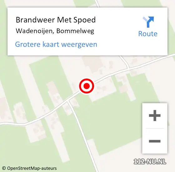 Locatie op kaart van de 112 melding: Brandweer Met Spoed Naar Wadenoijen, Bommelweg op 11 november 2014 19:58