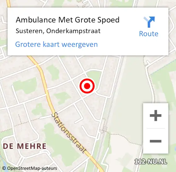 Locatie op kaart van de 112 melding: Ambulance Met Grote Spoed Naar Susteren, Onderkampstraat op 11 november 2014 20:30